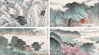 宋玉麟 四季山水（四件）